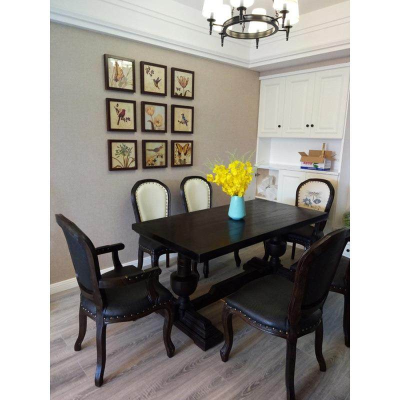 美式复古实木家用法式乡村餐桌小户型长方形桌子原木六人桌椅组合,电子元器件市场,其它元器件,淘宝优惠券,粉丝福利购,淘宝优惠卷