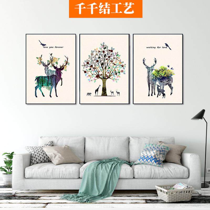 北欧抽象装饰品酒店沙发背景创意艺术油画实木玄关挂画装饰画框