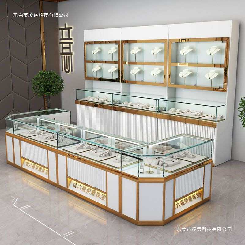 珠宝展示柜饰品首饰玉器展柜银蜜蜡玻璃柜台陈列柜台人造板展示柜