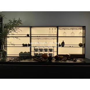 发光背板置物架铝合金置物架厨房收纳架调味架极简落地台面置物架