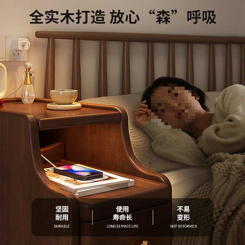 极窄床头柜小型超窄20cm30公分床边窄夹缝收纳柜子实木床头置物架