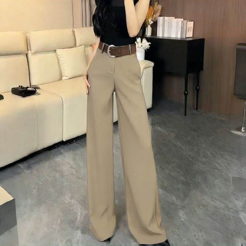 (送腰带)2026春夏加长裤子西装裤女高腰显瘦百搭休闲直筒阔腿裤