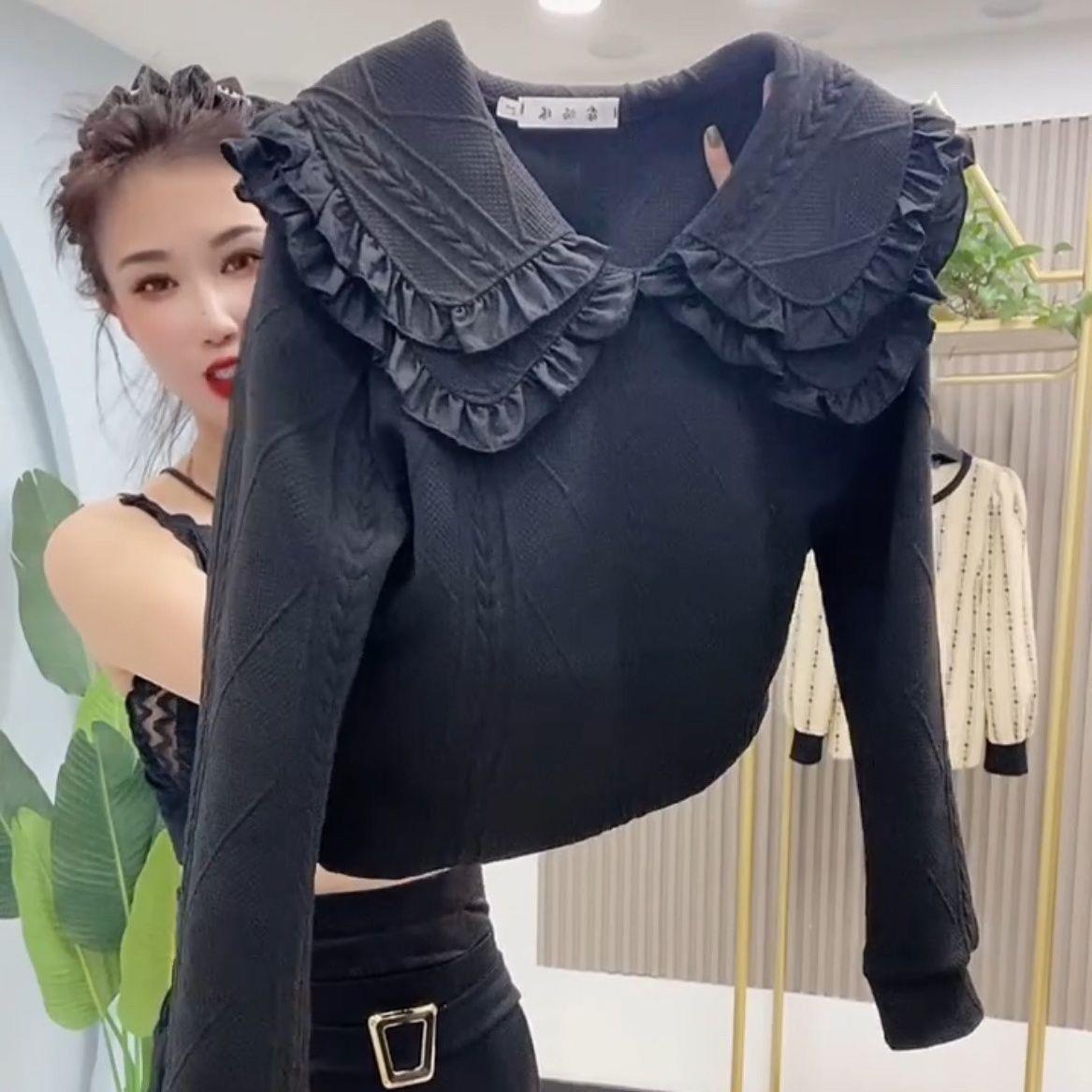 秋冬可爱系减龄卫衣新款时尚宽松显瘦娃娃领女洋气百搭长袖上衣潮