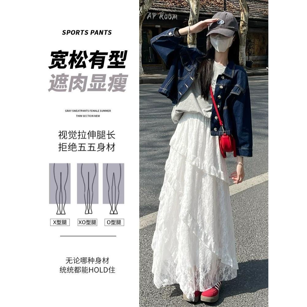 白色蕾丝半身裙女春夏2026新款小个子a字半裙不规则蛋糕裙子长裙