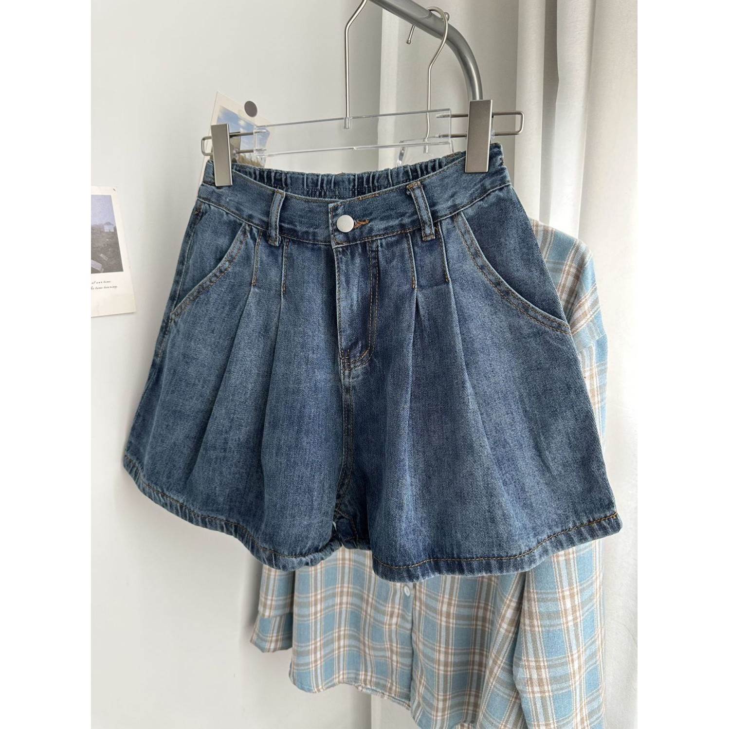 胖mm大码牛仔短裤女a字阔腿热裤夏薄款宽松高腰显瘦学生加肥