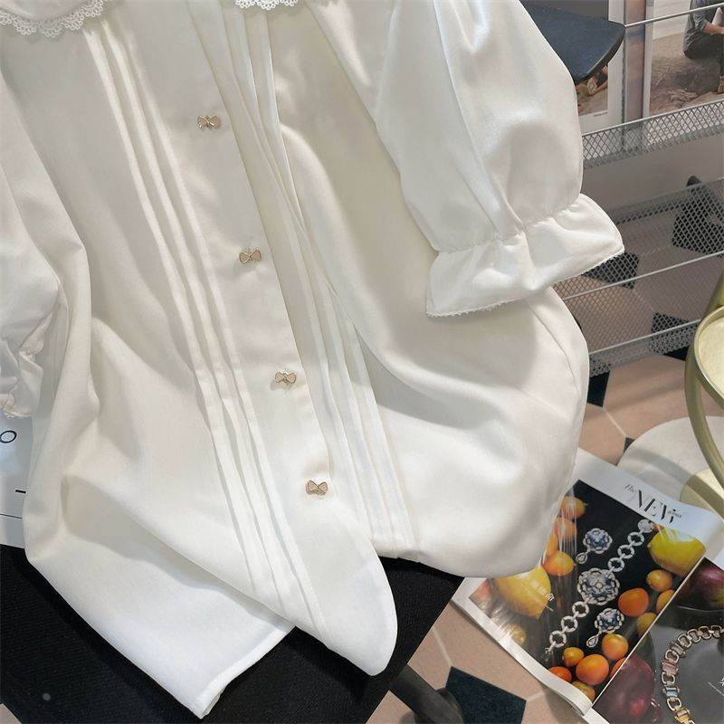 胖MM特大码300斤可爱花边兔子娃娃领衬衫女夏宽松显瘦半袖上衣240