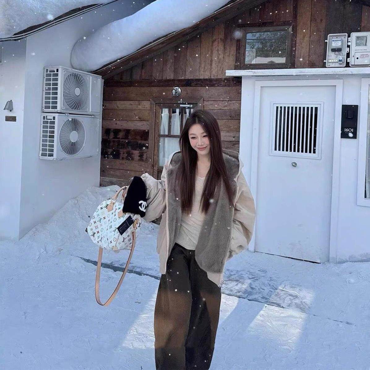设计感正反两面穿保暖咖色棉服外套女装冬季休闲宽松拉链大衣棉衣