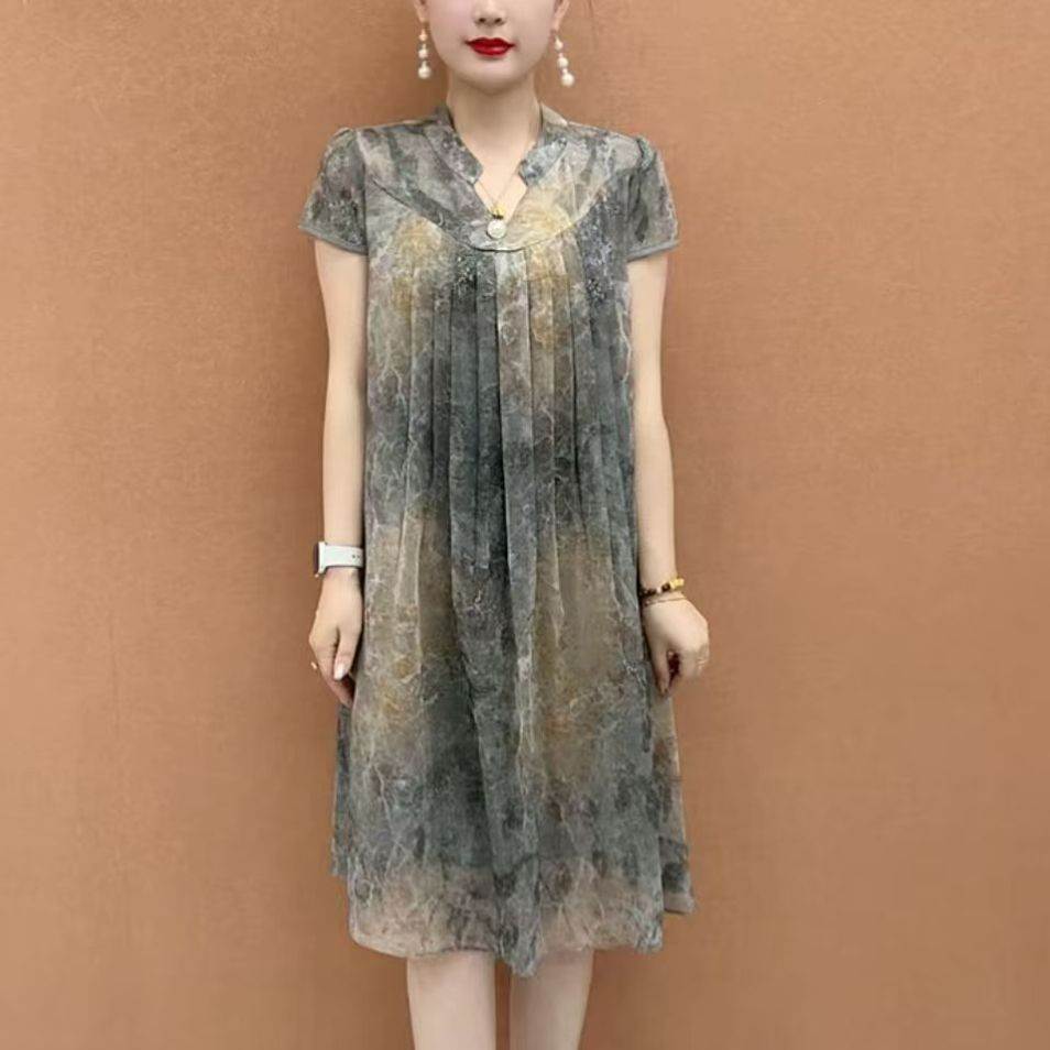 高档中年妈妈装气质连衣裙夏季新款大码女装优雅洋气百搭减龄裙子