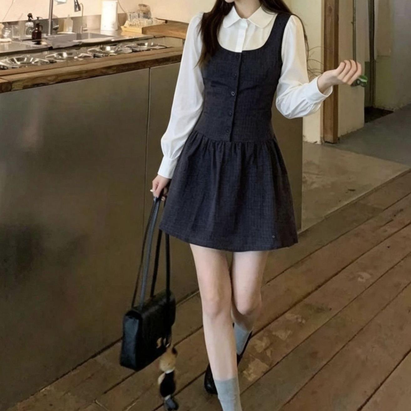 甜美学院风格子长袖连衣裙秋季2026新款收腰气质显瘦裙子洋气爆款