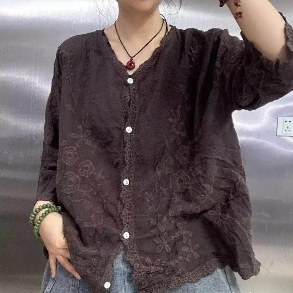 棉麻中袖开衫防晒服时尚休闲百搭气质显瘦短外套