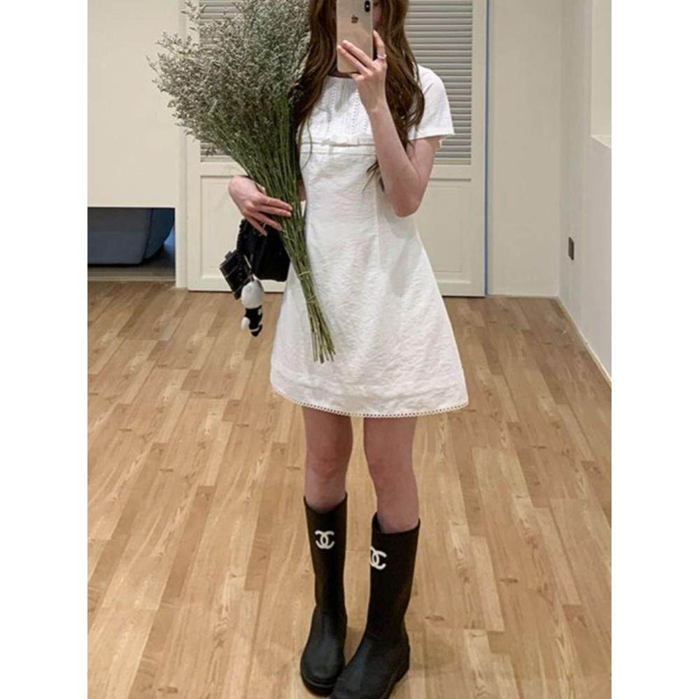 法式蕾丝拼接少女感连衣裙 2026夏季新款气质收腰显瘦百搭短裙子