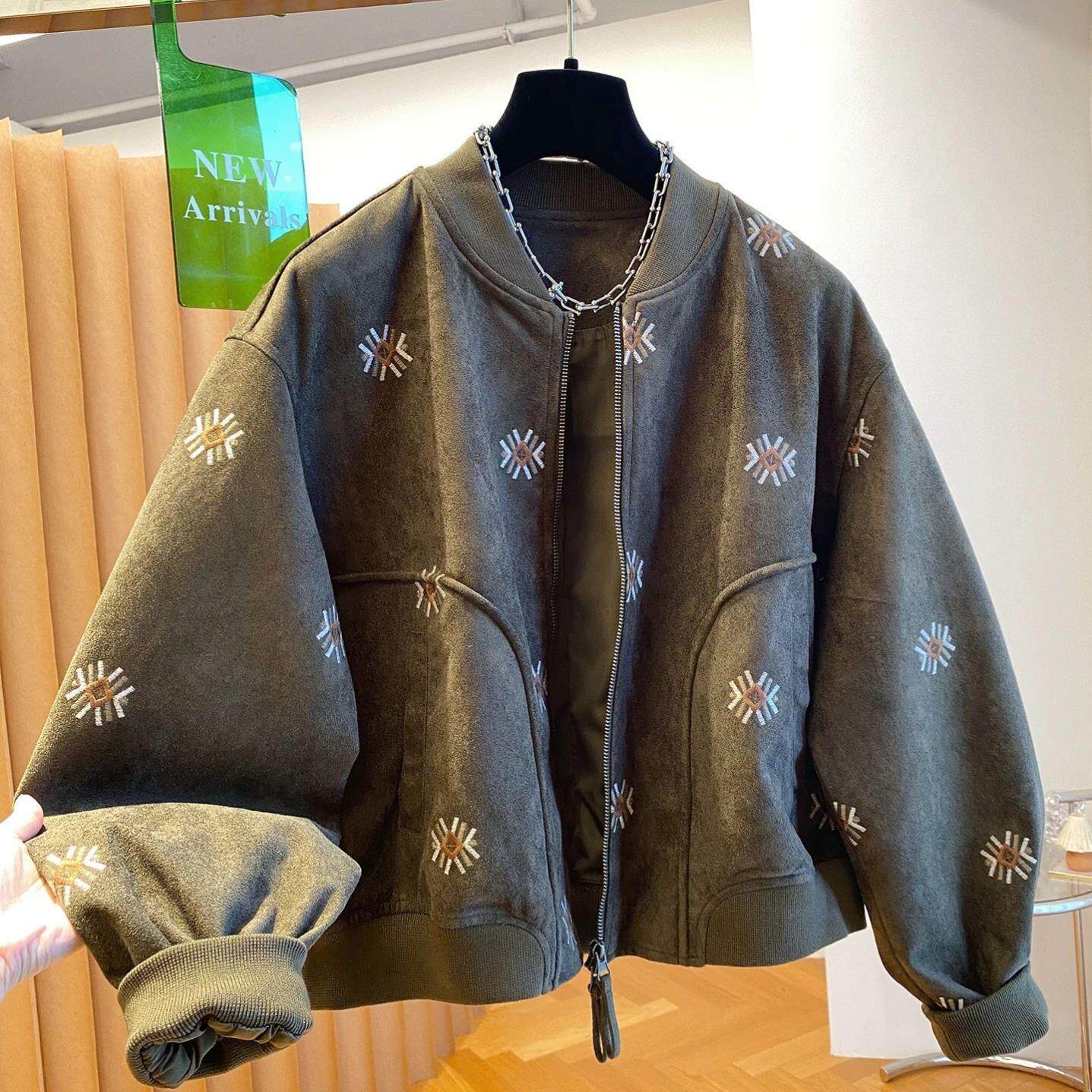 超火仿麂皮绒外套女秋2026新款宽松复古独特漂亮巨好看夹克上衣潮
