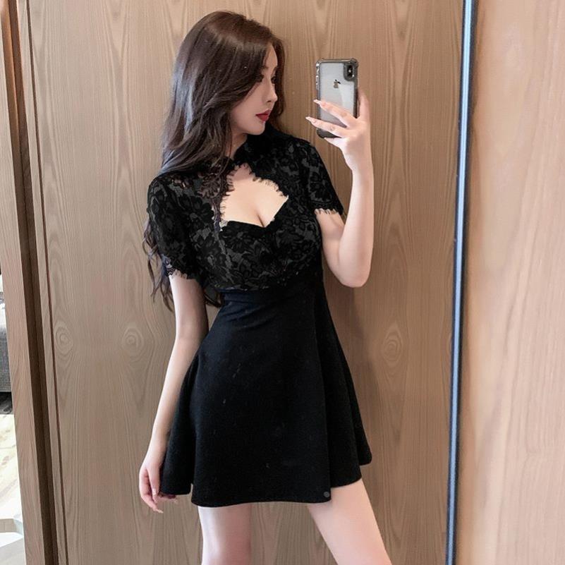 夜总店女装低胸深V领改良旗袍桑拿足浴技师工作服夜场性感连衣裙