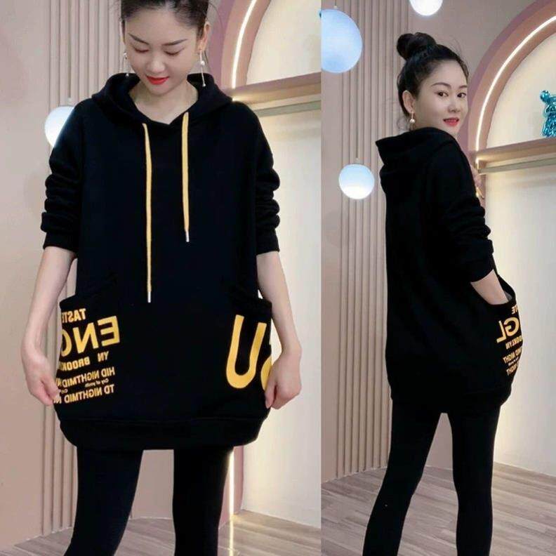 加绒加厚卫衣女2026秋冬新款洋气宽松显瘦中长款遮臀休闲连帽外套
