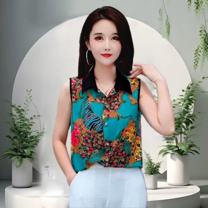 新款时尚百搭衬衣内搭上衣职业装马甲大码无袖衬衫女士雪纺衫内搭