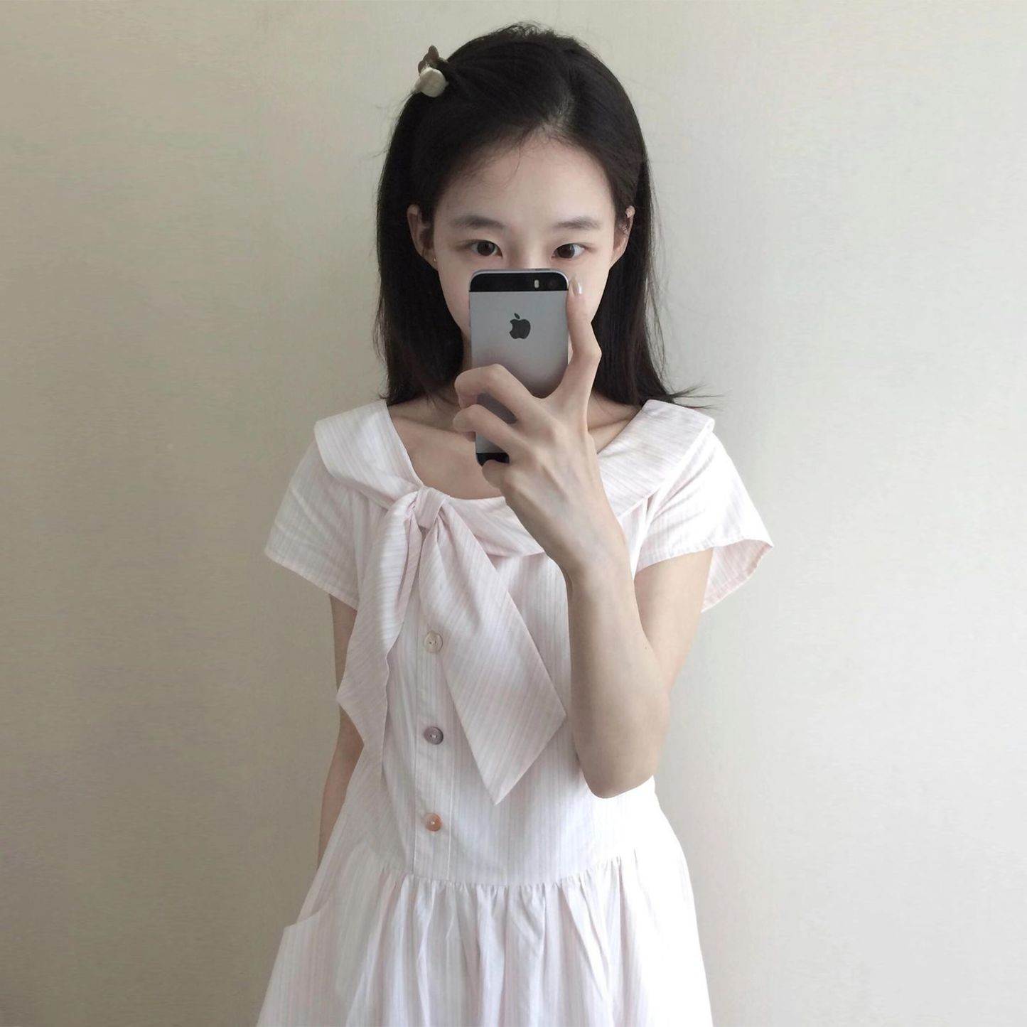 法式学院风蝴蝶结连衣裙子女夏季2025新款设计感小众收腰显瘦长裙