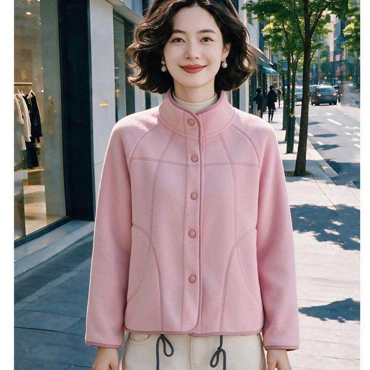 摇粒绒2026女秋冬加厚 百搭万粒绒休闲修身抓绒衣 户外防风短款外