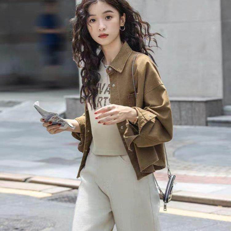 小个子韩版薄款牛仔外套2026春秋新款小众简约宽松气质百搭夹克女