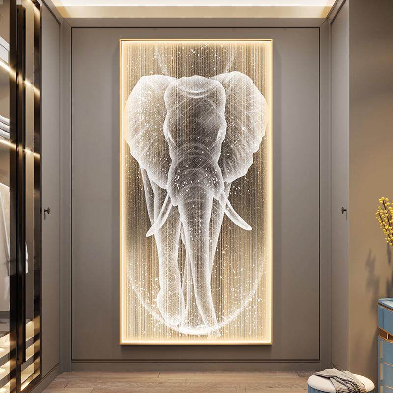 入户竖版大象壁画走廊大气玄关装饰画现代客厅过道墙面上轻奢挂画,电子元器件市场,其它元器件,淘宝优惠券,粉丝福利购,淘宝优惠卷