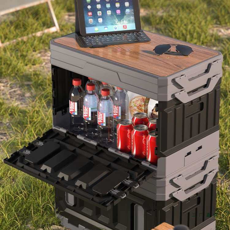户外露营箱多功能折叠收纳箱桌一体车载后备箱整理箱可坐人侧开门