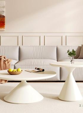 2025新款奶发油风家用客厅小户型形实木RCI茶几组柜合沙边圆几床