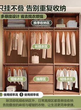 骨格线全木衣实E橡NF级全木胡桃色爆款加深家用柜卧室免拉手97080