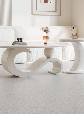 yCWF新hu款板椭奢圆形茶几轻现代客厅家用简约极简卧室子母茶几岩