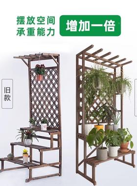 J阳台^花架户外花盆架多肉实木碳室外防腐木多AYS化阶层梯落地式