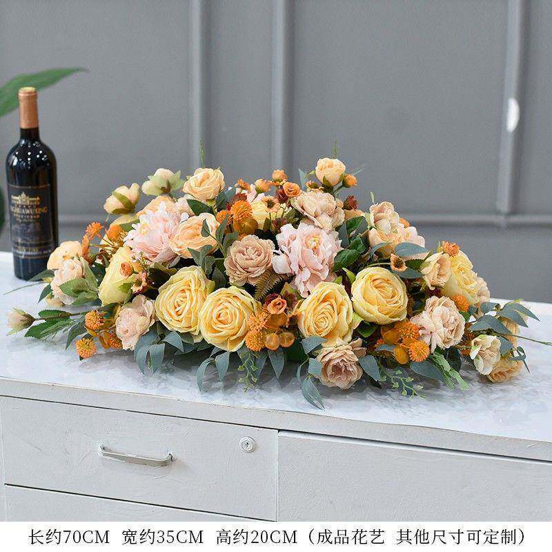 酒店桌面摆件会议桌仿NB花商务活动花装束饰真花假花签艺到台餐厅