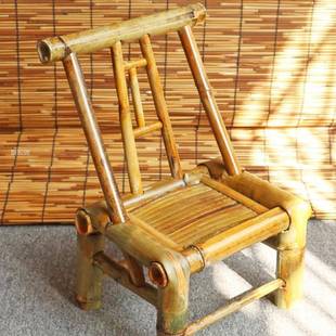 N竹椅子家用竹靠椅背子凳子老式 X竹编制NEX手工椅老人儿童靠 中式
