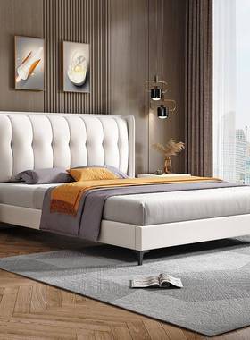 实木床现代.简约双QPV人5床18米床架主卧室1.米美床式床经济型软