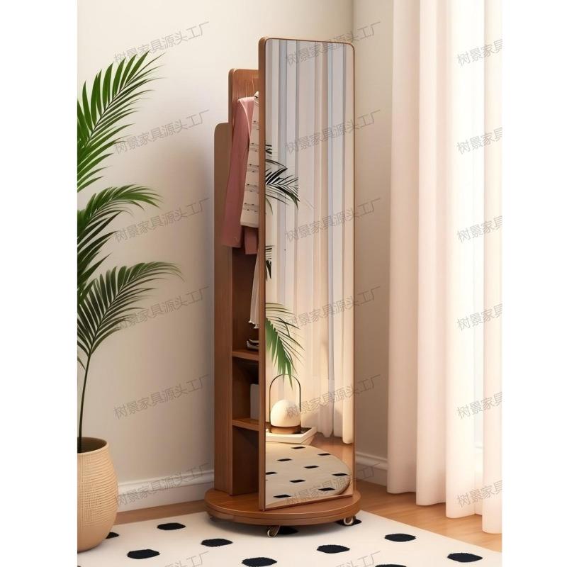 全实木10862衣穿镜衣帽架试地卧室家用收纳挂衣架全身镜衣落镜底