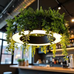 YQD灯具大型圆形环形植吊灯健身房吧餐厅酒店办公区绿餐植中餐厅