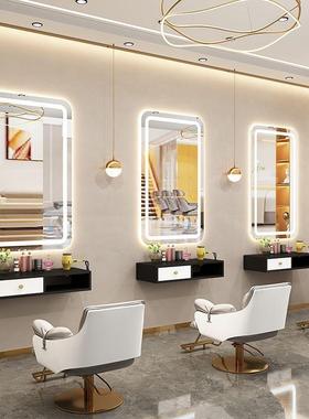 网红镜潮款剪店发发廊专用灯轻奢美发镜台子理发台带XDB镜单面镜L