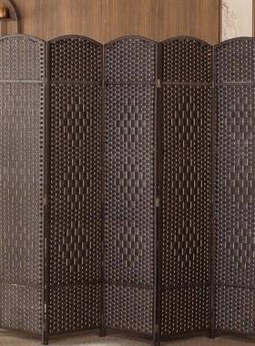 草编屏隔断酒店玄风关LVR客厅卧室挡家木用折屏简易折叠遮移动实