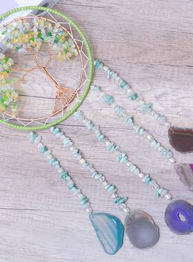 亚马五彩晶绿水晶碎石丝绕线水生命树逊发财树玛瑙片铜TSW挂件