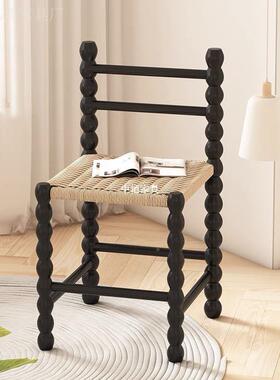 法式实木餐椅藤编椅芦椅圆柱椅茶室茶餐椅网红百椅葫搭MBM椅爆款