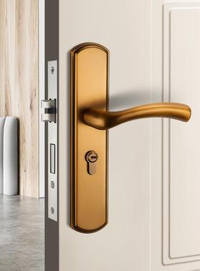 卧室手门锁ZDN室内家房间锁具木门把手金色孔柄老用式通用型免改