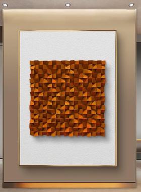 现轻奢皮革立松木装饰画客厅PMM过道玄体关抽样象挂画板房轻奢代