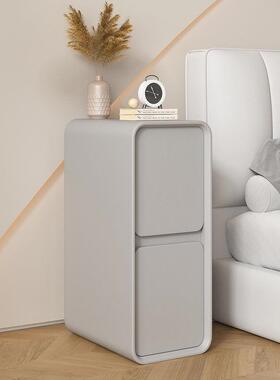 夹实木床头式柜轻奢法奶油小型超窄缝20cm迷你现OAY代简约风床边