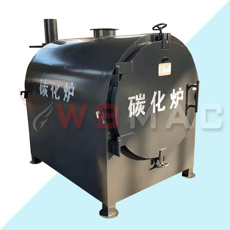 万铂机械无烟密封严实圆木炭化设备卧式炭化炉
