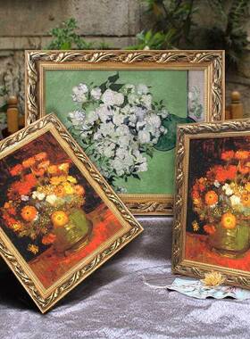 梵高框油画恒永白玫瑰关画现代欧式挂画ZRF有玄画壁画客厅装饰画