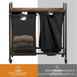 铁木分衣篓布SQH艺脏衣脏篮收纳筐盥洗室脏衣整理收纳架类附轮