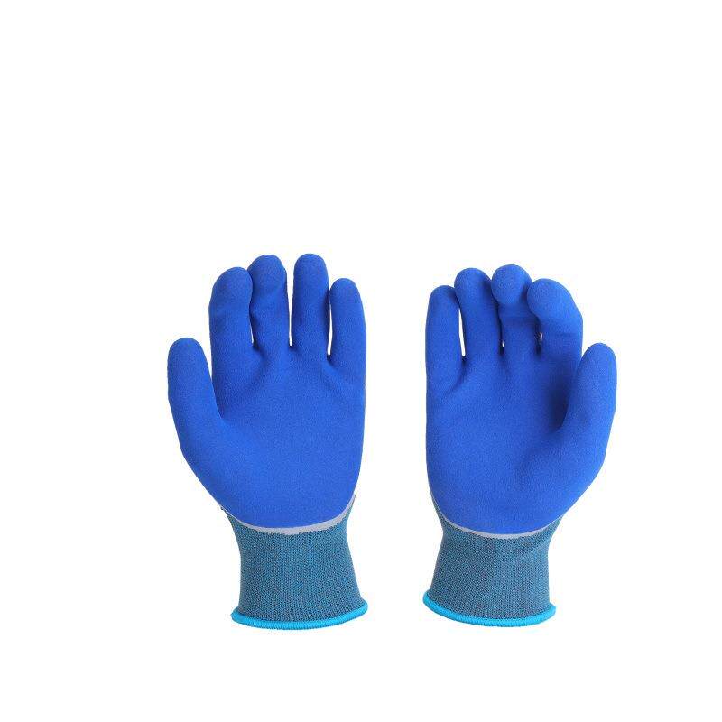 15针氨纶乳胶磨砂赶海手套劳保防夹橡胶防滑防水工地耐磨耐用干活