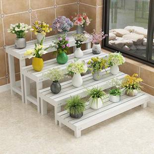 Z&物n实木白色外花架家用阶梯多肉植物多层BII阳台落地置室内放花