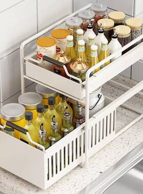 多功能抽能拉式厨房置物抽架橱柜内下水架槽多功屉调料IUS收纳储