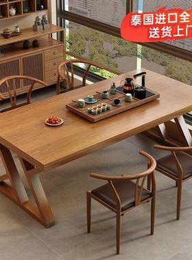 实木约NEB餐桌用饭桌小户型现代简长方桌吃家饭桌子客厅长条椅组