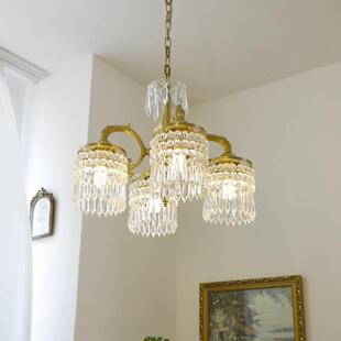 法式复古铜鱼轻晶水餐厅灯WNN奢美式欧客式古典厅灯个性客厅卧室