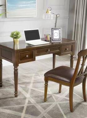 美式实木书桌学书柜书架电一OVZ组合家体用儿童学习办公桌卧室生