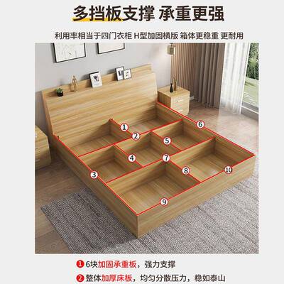 Tal榻约榻米床1.2米1.箱5多功能双人纳床1.8米现收代简高储物xcv-